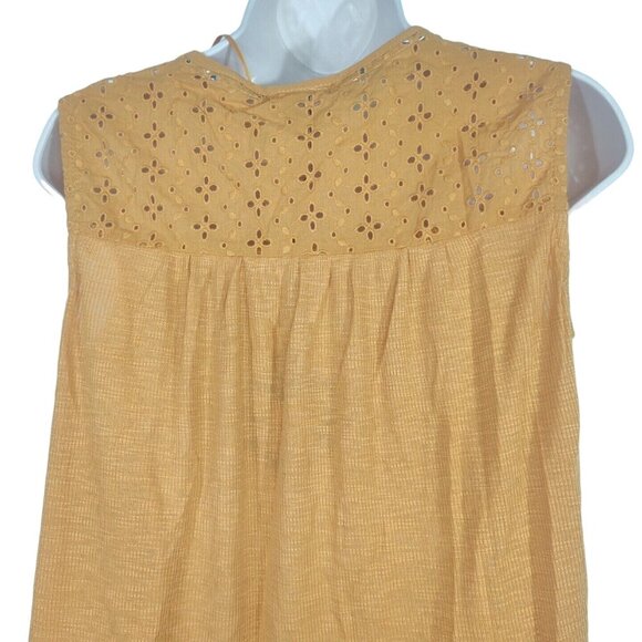 Knox Rose Eyelet Ribbed Tank Top Tassel Women Size L 12 14 Gold Sleeveless NEW - Picture 5 of 9